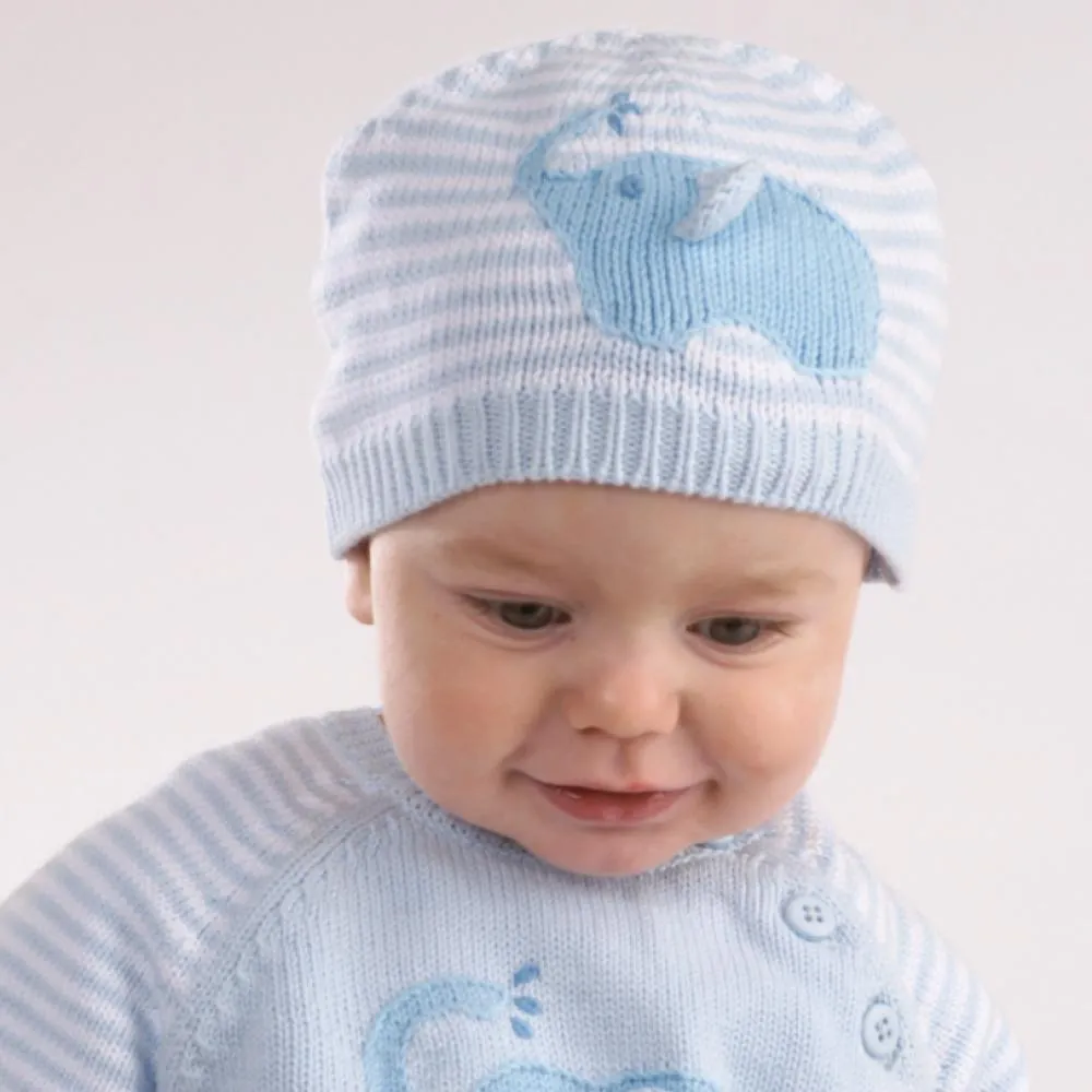 Elephant Knit Beanie Hat in Blue