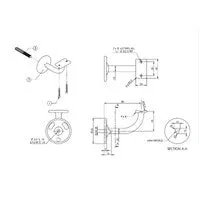 EMRO 443 STAIR HAND RAIL BRACKET EXTENDED CENTRE CONCEALED FIX 80MM - AVAILABLE IN VARIOUS FINISHES