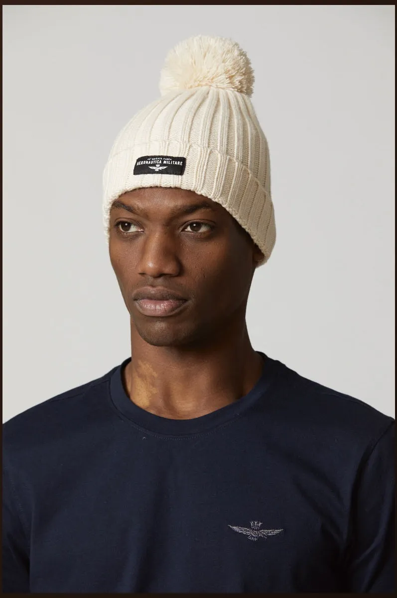 Fisherman's ribbed beanie with pom pom