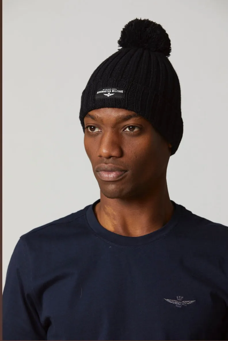 Fisherman's ribbed beanie with pom pom