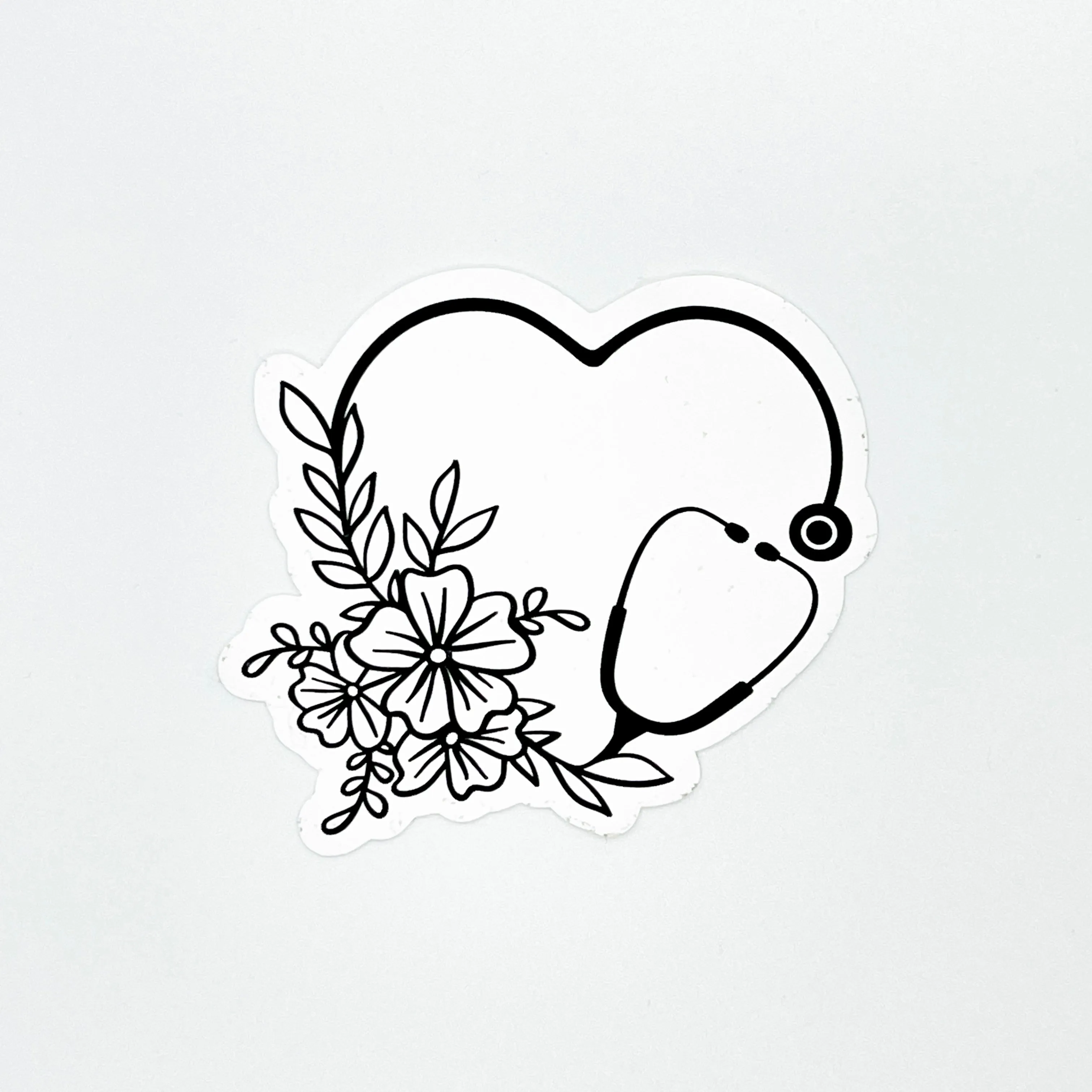 Floral Stethoscope Heart Sticker