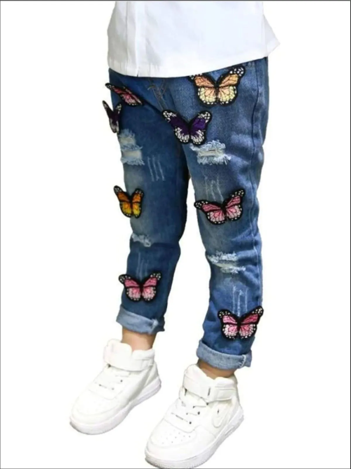 Flutter Girl Distressed Butterfly Jeans