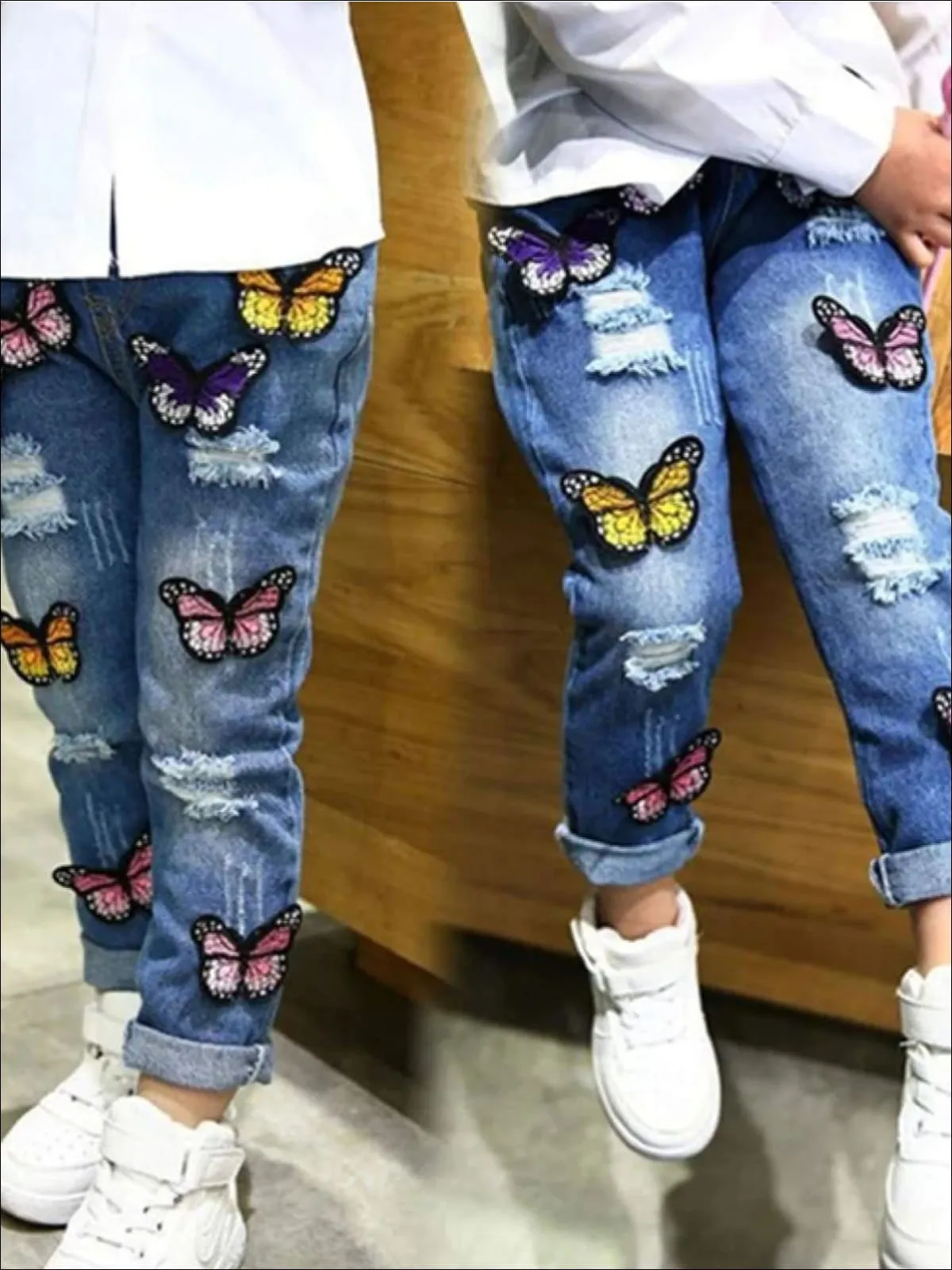 Flutter Girl Distressed Butterfly Jeans