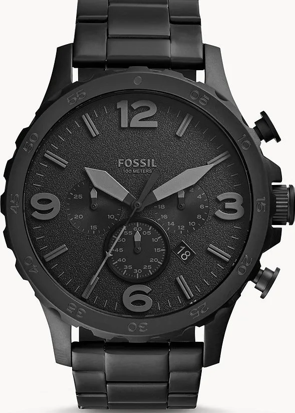 FOSSIL NATE CHRONOGRAPH BLACK STAINLESS STEEL BRACELET JR1401