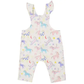 Front Pocket Ruffle Overall - Fun Unicorns