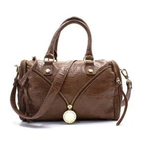 Gianni Bini Front Zip Small Duffle Crossbody Bags Leather Brown Colour For Women