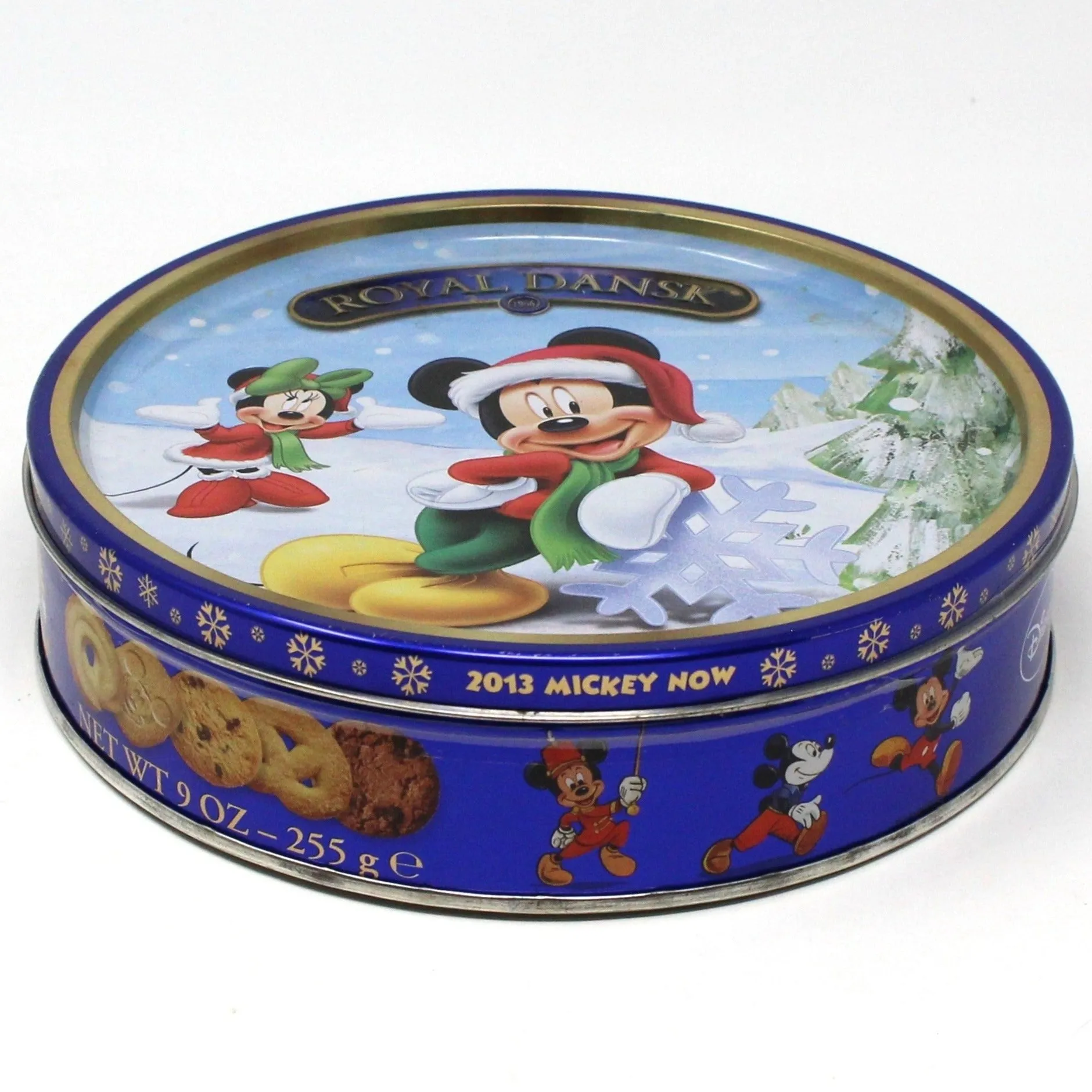 Gift Tin / Cookie Tin, Mickey and Minnie Limited Edition Christmas 2013, Cobalt Blue, Royal Dansk