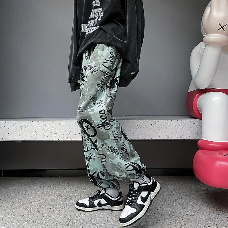 Graffiti slacks with drawstring ankles