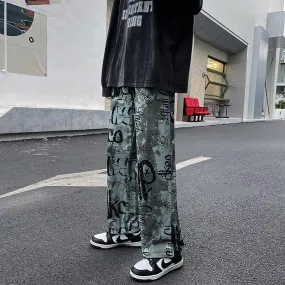 Graffiti slacks with drawstring ankles