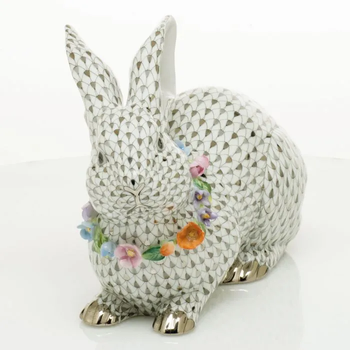 Gray Bunny With Garland