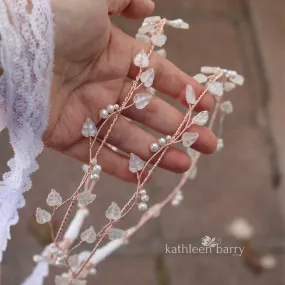 Greek Orthodox Stefana wedding circlet crown set - leaves and pearls (set of two)