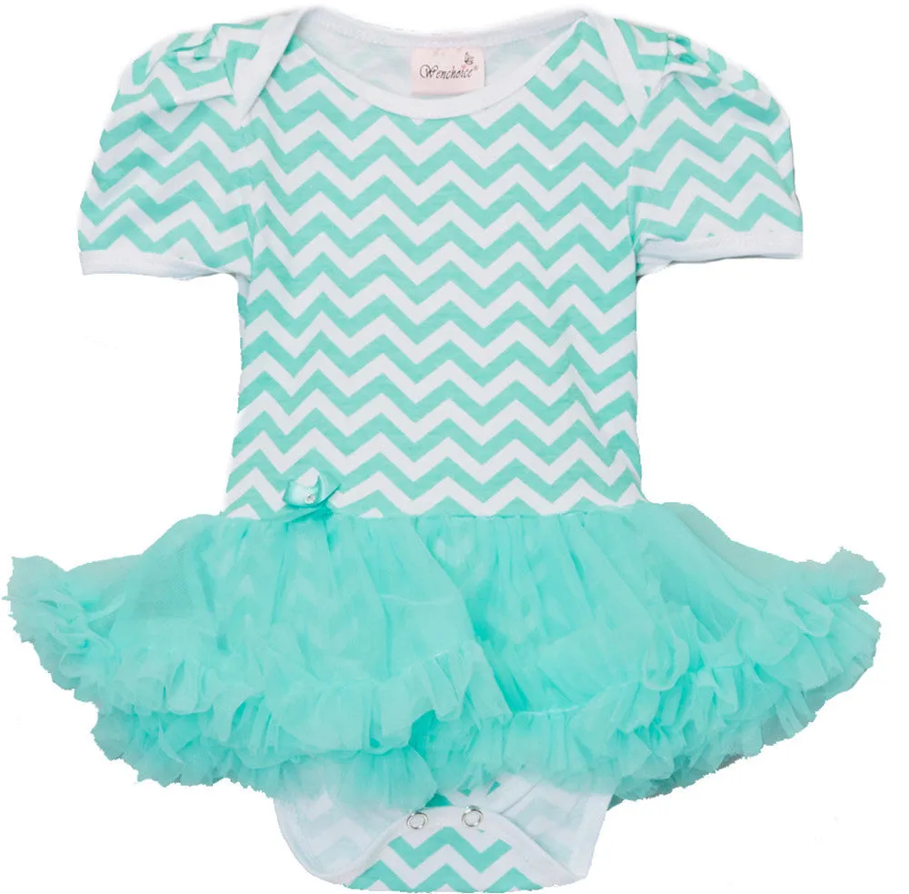 Green Chevron Bodysuit With Green Tutu