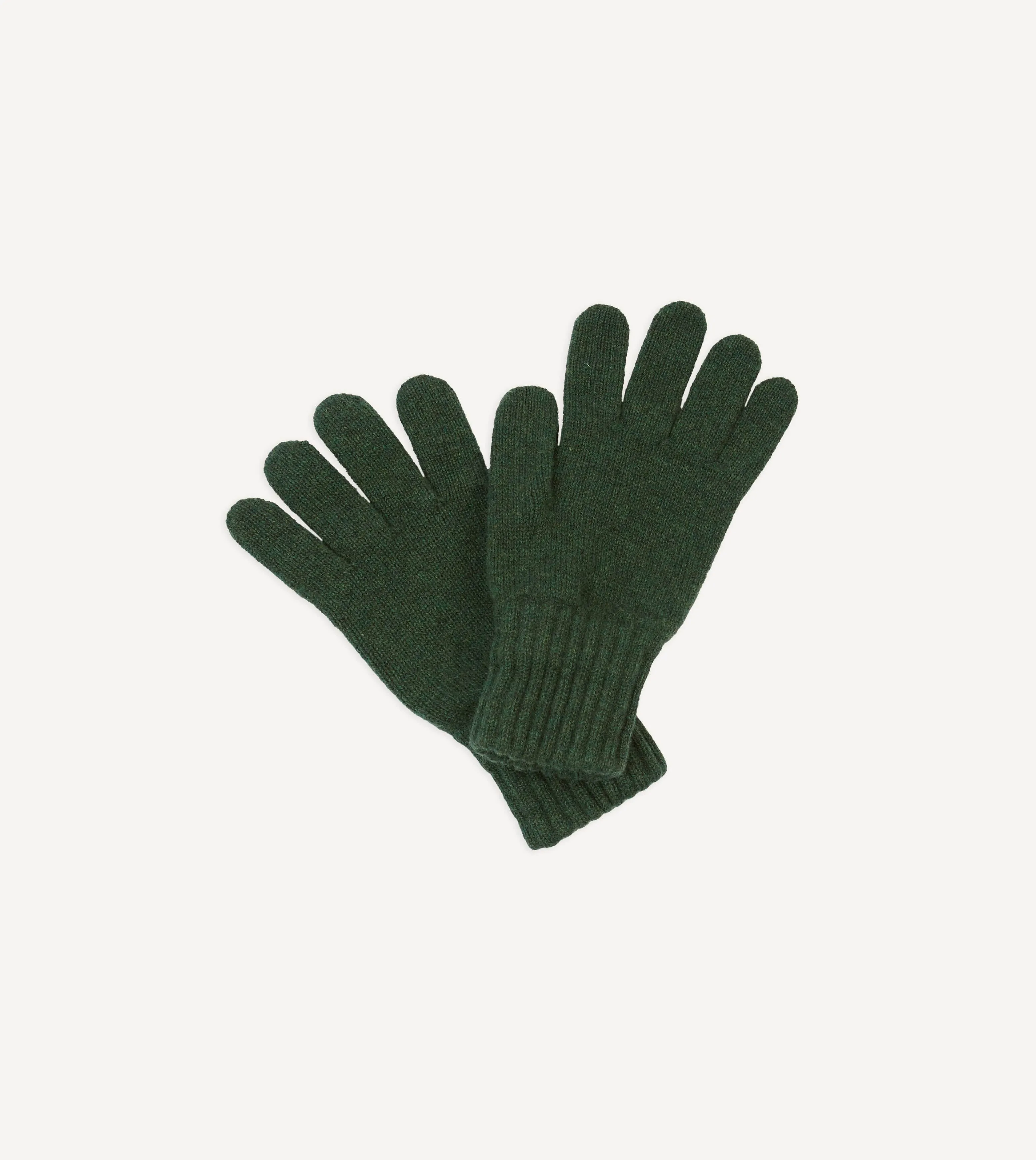 Green Lambswool Knitted Gloves