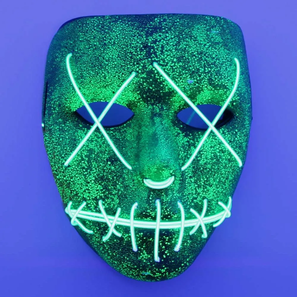 Green Stitched EL Wire Mask