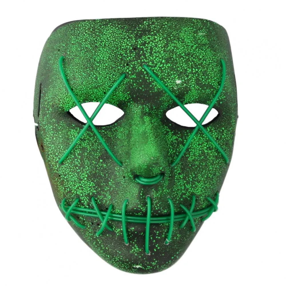 Green Stitched EL Wire Mask