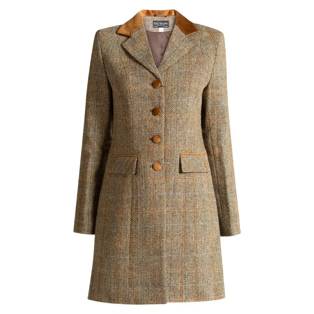 Harris Tweed Women's Coat - Sophie - Light Brown Herringbone - CLEARANCE