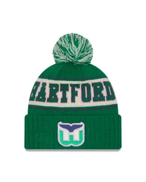 Hartford Whalers NHL New Era Men's Green Retro Knit Pom Hat