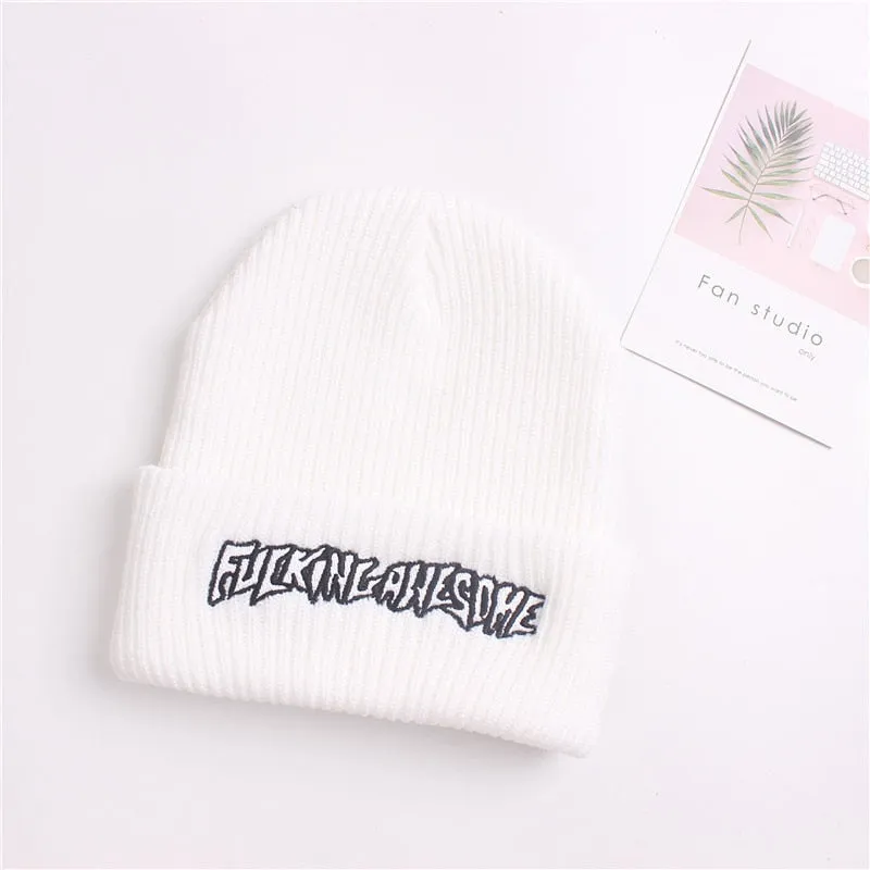 Hat Men Women FUC Awesome Embroidery Winter Beanies Knit