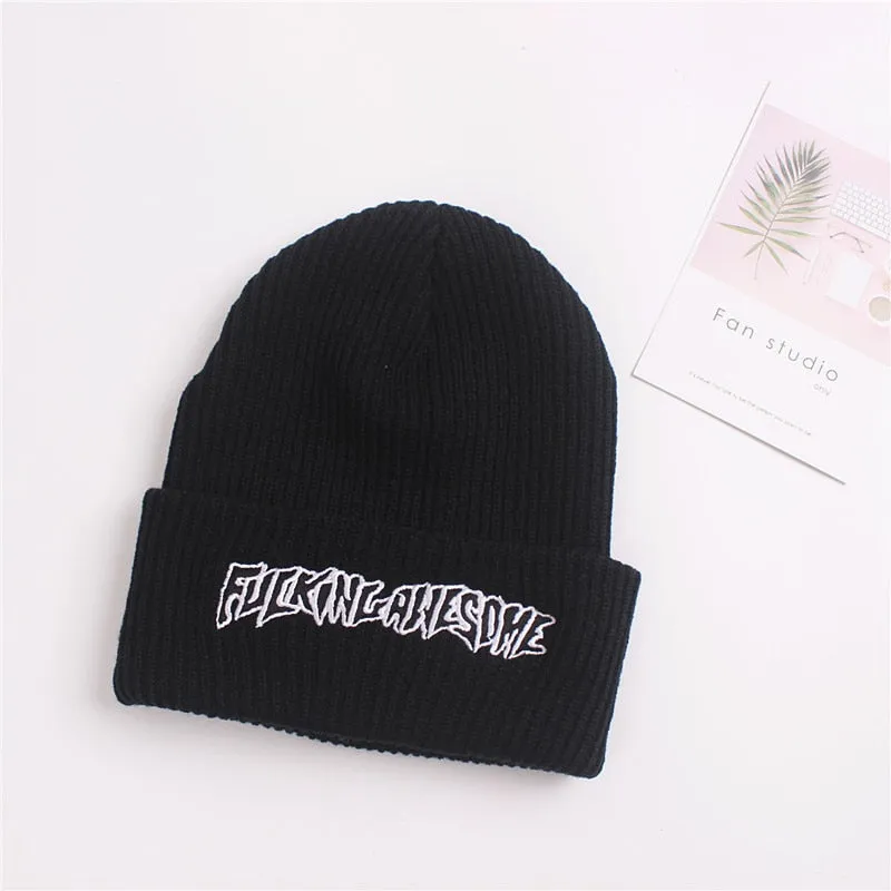 Hat Men Women FUC Awesome Embroidery Winter Beanies Knit