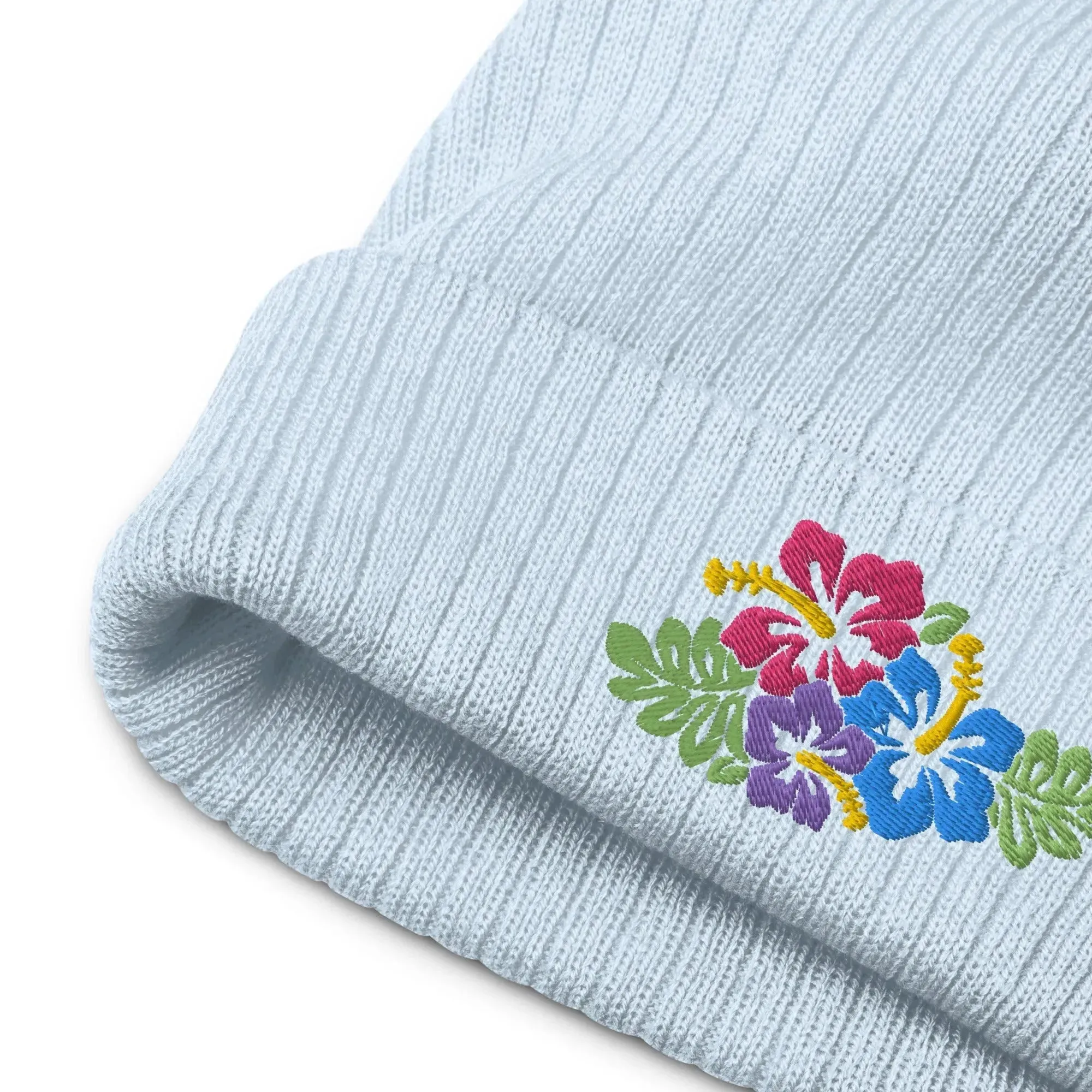 Hawaiian Tropical Leaves Embroidered Beanie