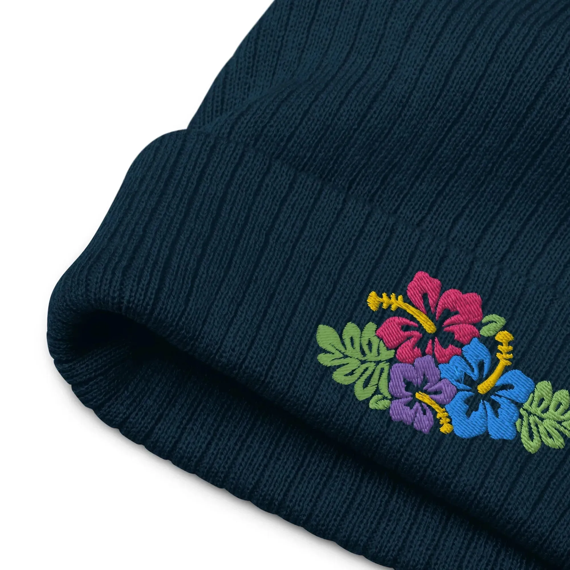 Hawaiian Tropical Leaves Embroidered Beanie