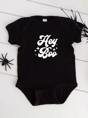 Hey Boo Stars Short Sleeve Bodysuit, Black