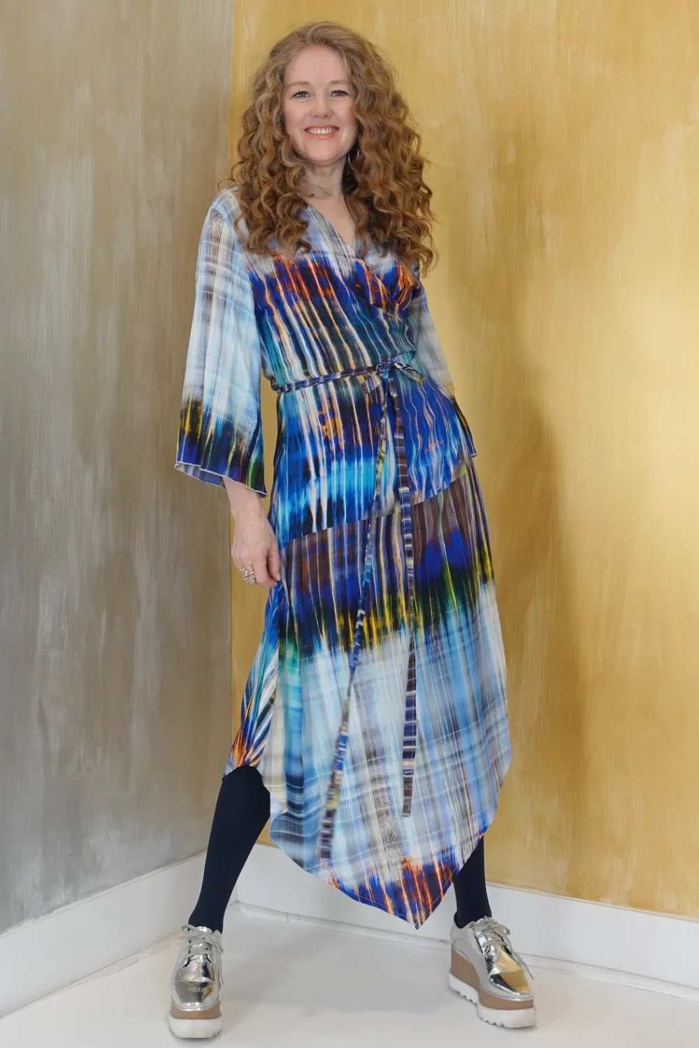 Italian Wrap Dress Blue Print