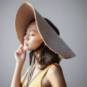 Jute Straw Hat with Black Strap