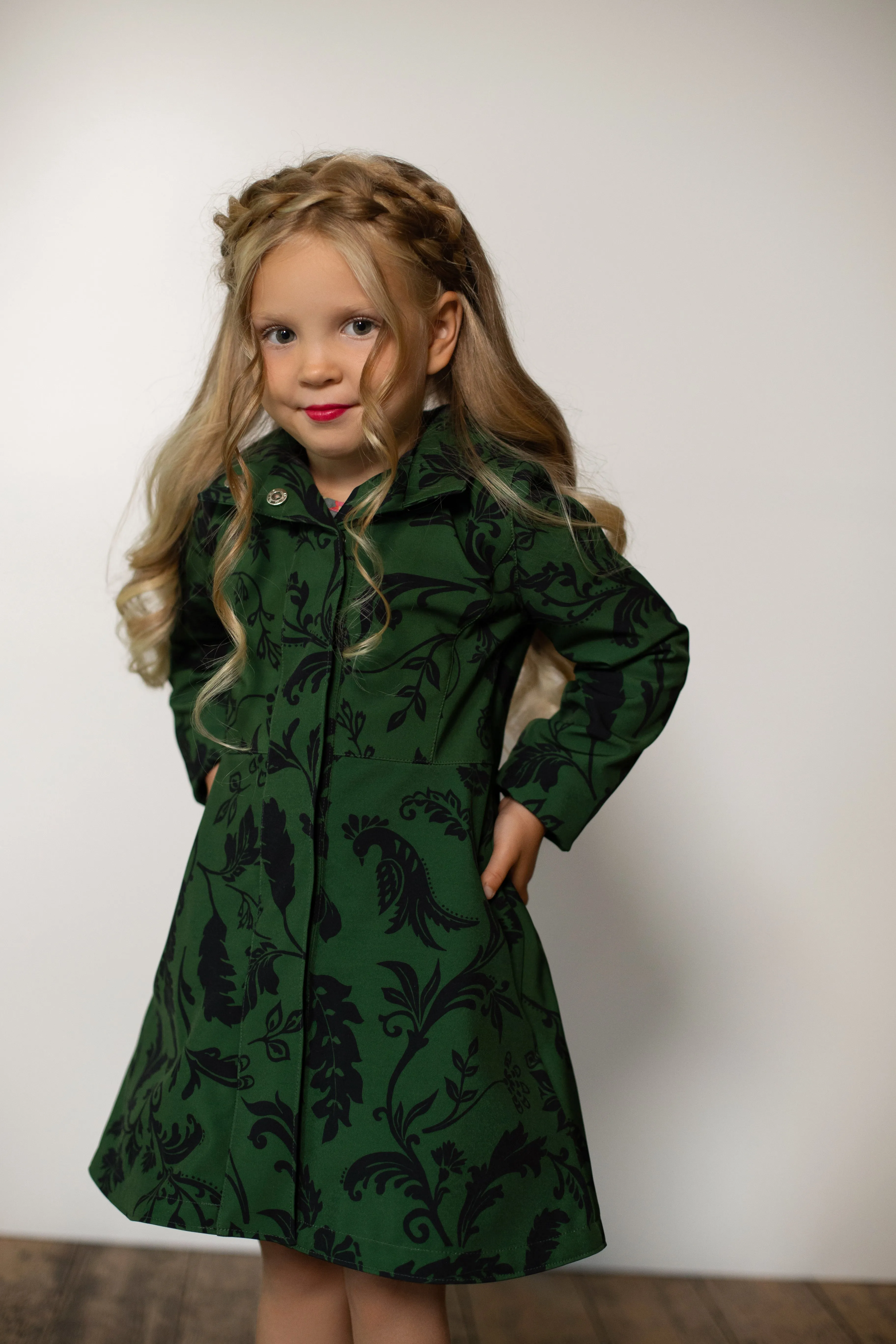 Kids' Forest Flower Raincoat Green