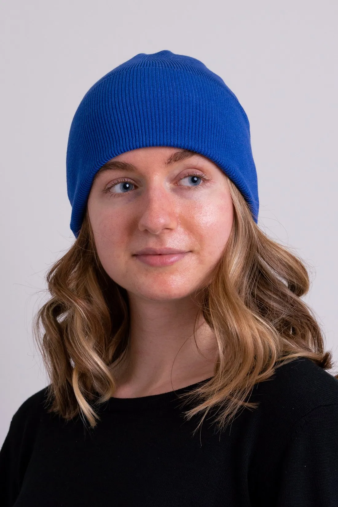 Knit Beanie, Cobalt, Bamboo Cotton