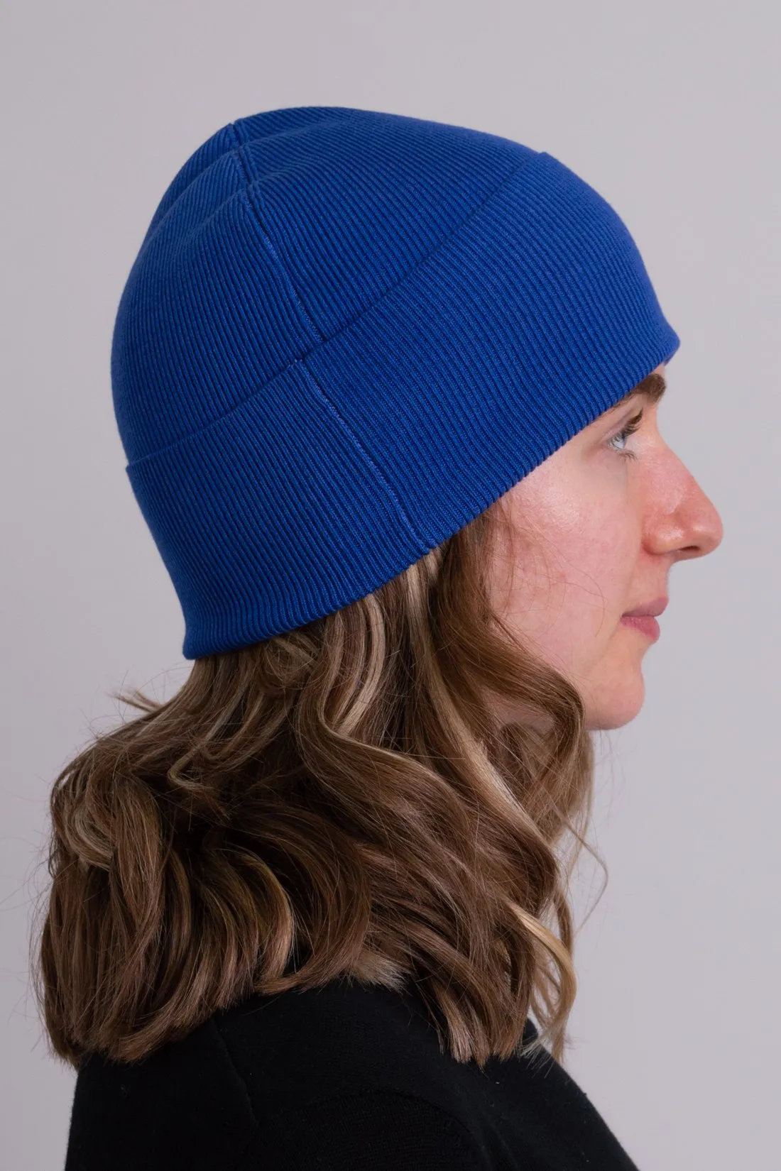 Knit Beanie, Cobalt, Bamboo Cotton