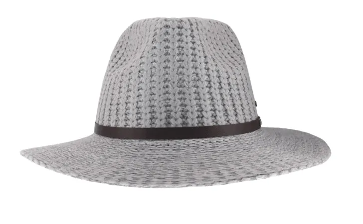 Knit Fedora Hat with Leather Band KP016