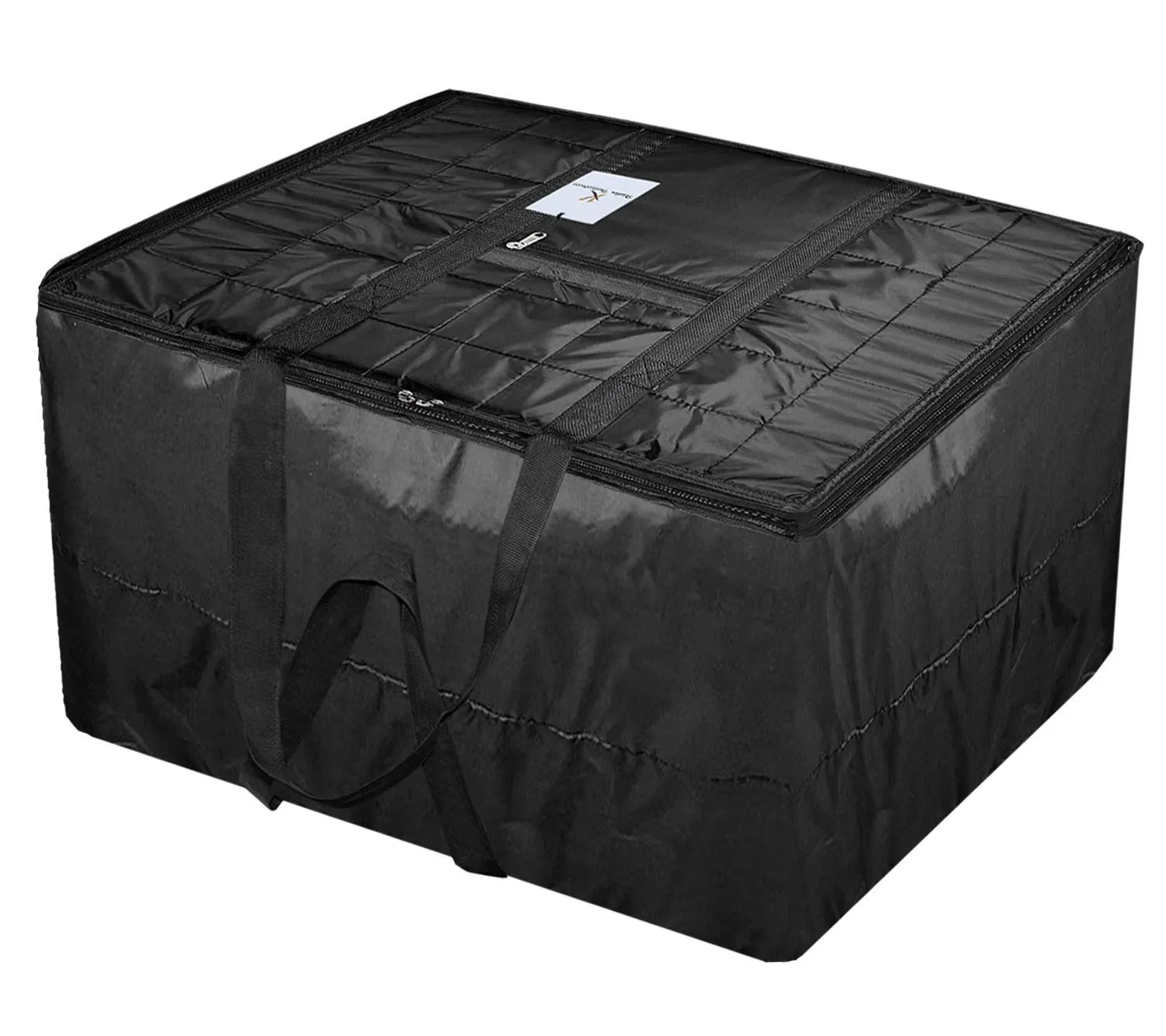 Kuber Industries Small Size Lightweight Foldable Parachute Jumbo Underbed Storage Bag with Zipper and Handle (Black)