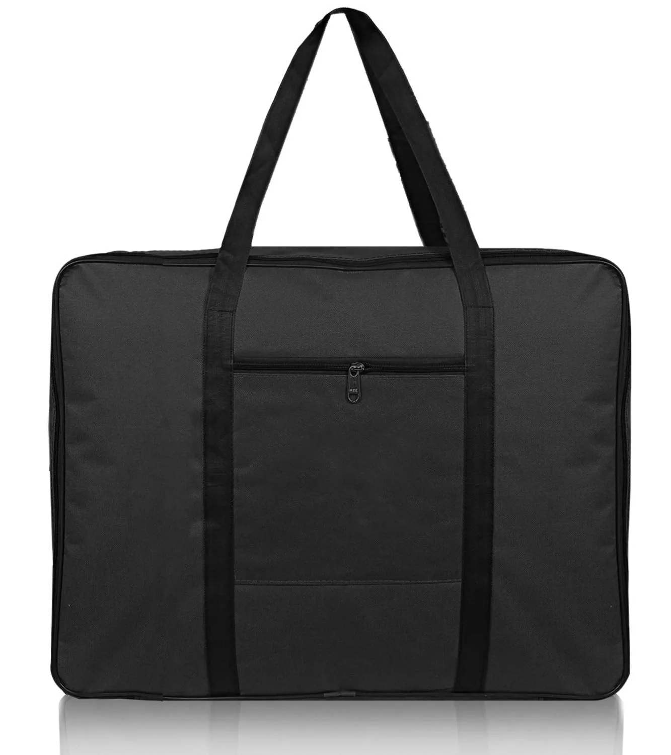 Kuber Industries Small Size Lightweight Foldable Rexine Jumbo Underbed Storage Bag with Zipper and Handle (Black, 45cm X 25cm X 38cm) (F_26_KUBMART016794)