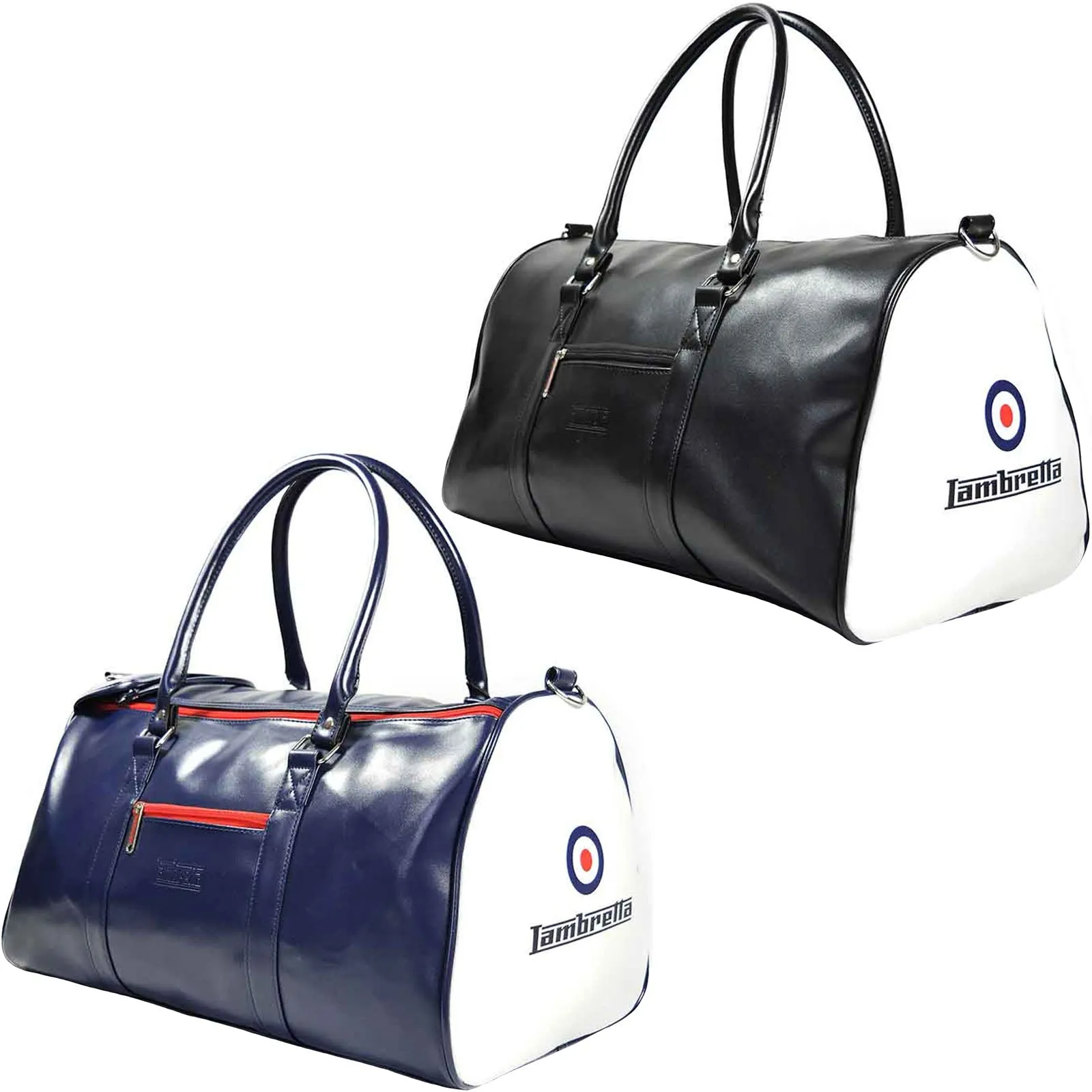 Lambretta Mens Retro Sports Zipped Faux Leather Duffle Bag