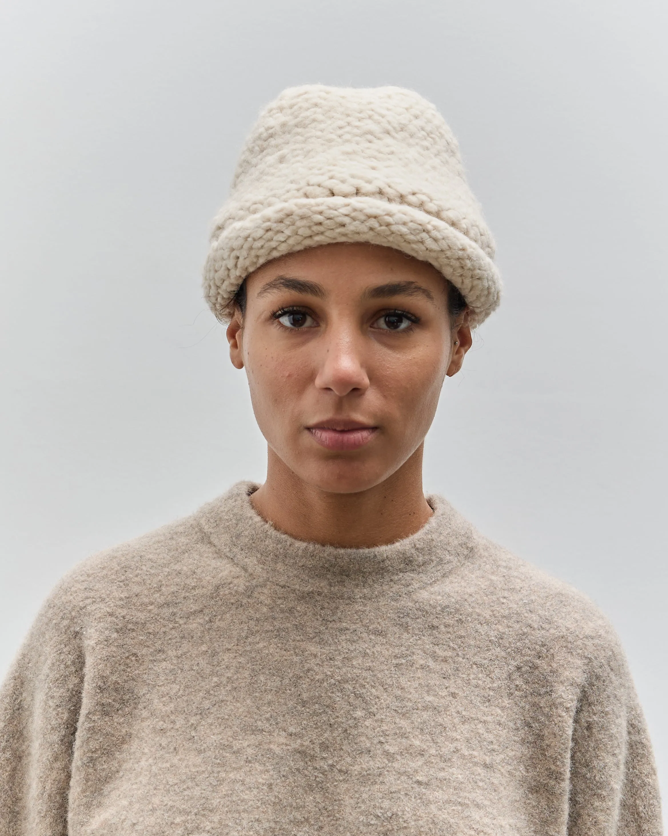 Lauren Manoogian Handknit Purl Roll Hat, Alabaster