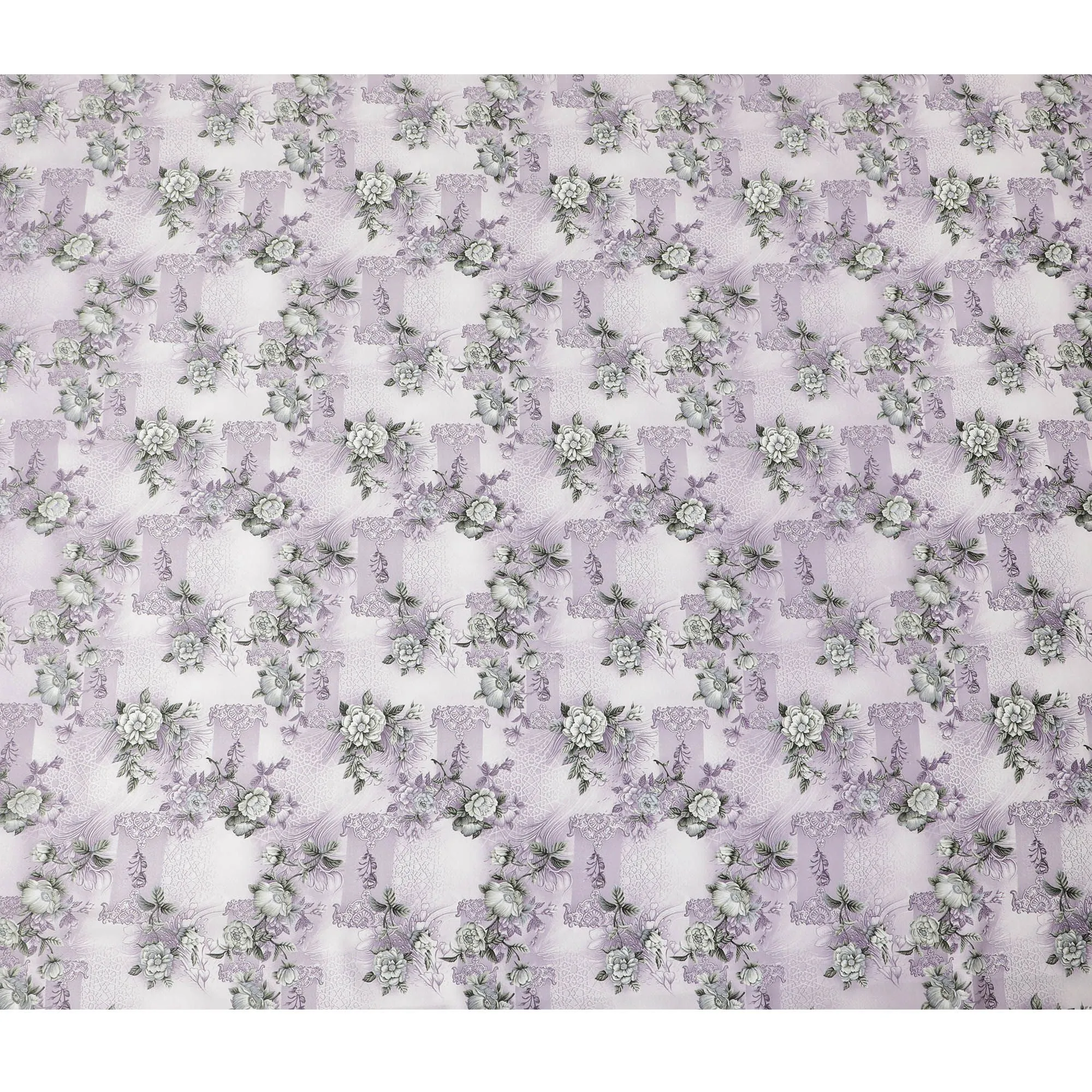 Lavender Grace Floral Lace Synthetic Satin Fabric - 110cm Wide-D18562