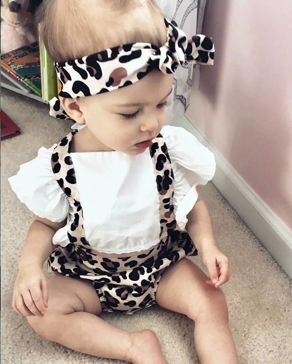 LEOPARD Overall Romper with Headband