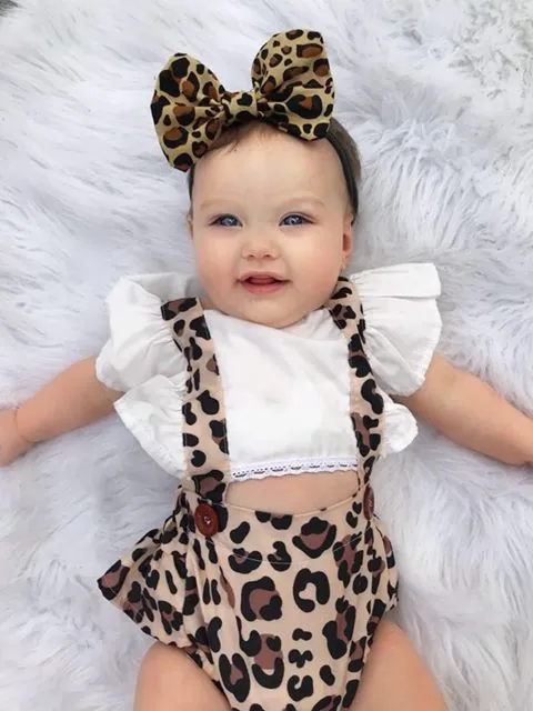 LEOPARD Overall Romper with Headband