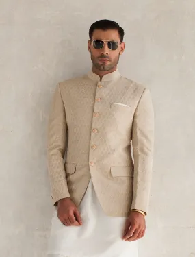 LIGHT BEIGE INTRICATE EMBROIDERD PRINCE COAT