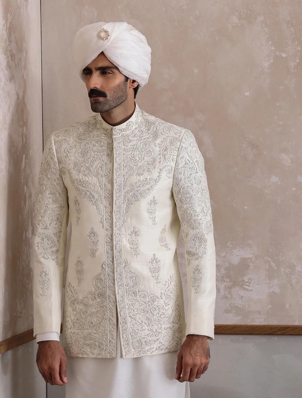 Limited Edition Prince Coat Crafted with Intricate Hand Embroidery-S