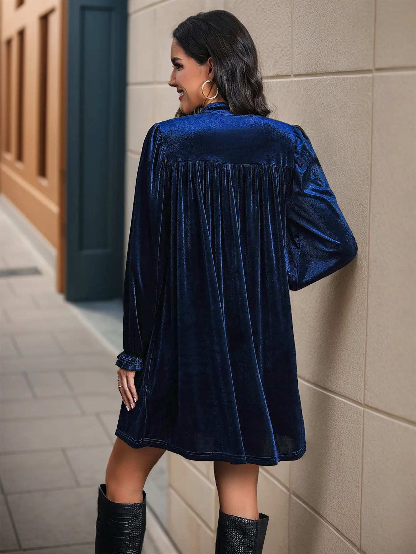 Long Sleeve Autumn and Winter Velvet Dress