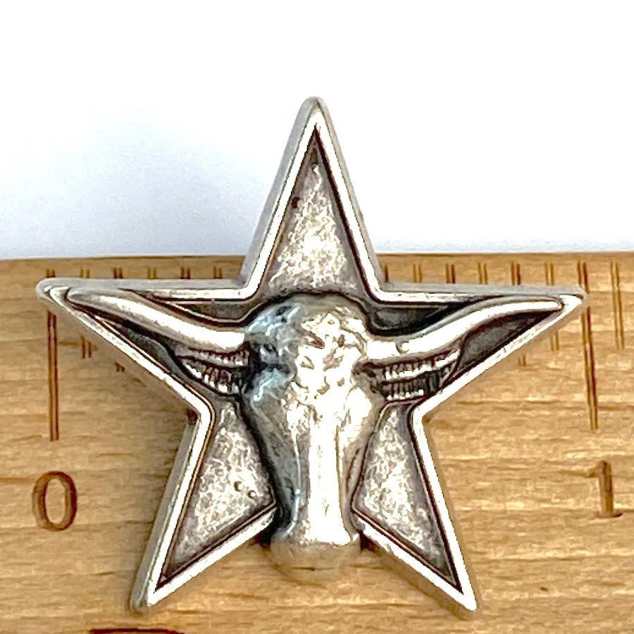 Longhorn Star Southwest Button 1" Silver Metal, 26mm, Shank Back   #FJ-131