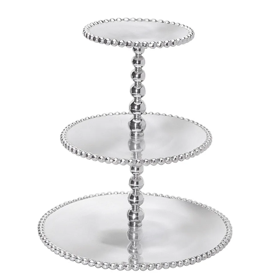 Mariposa Brillante Pearled 3-Tiered Cupcake Server