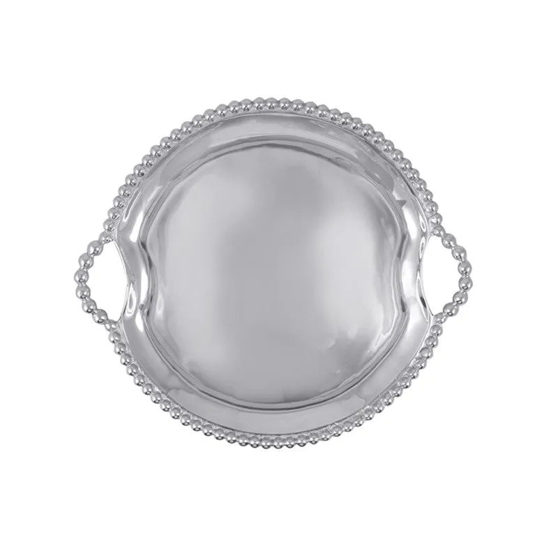 Mariposa Pearled Round Handled Tray