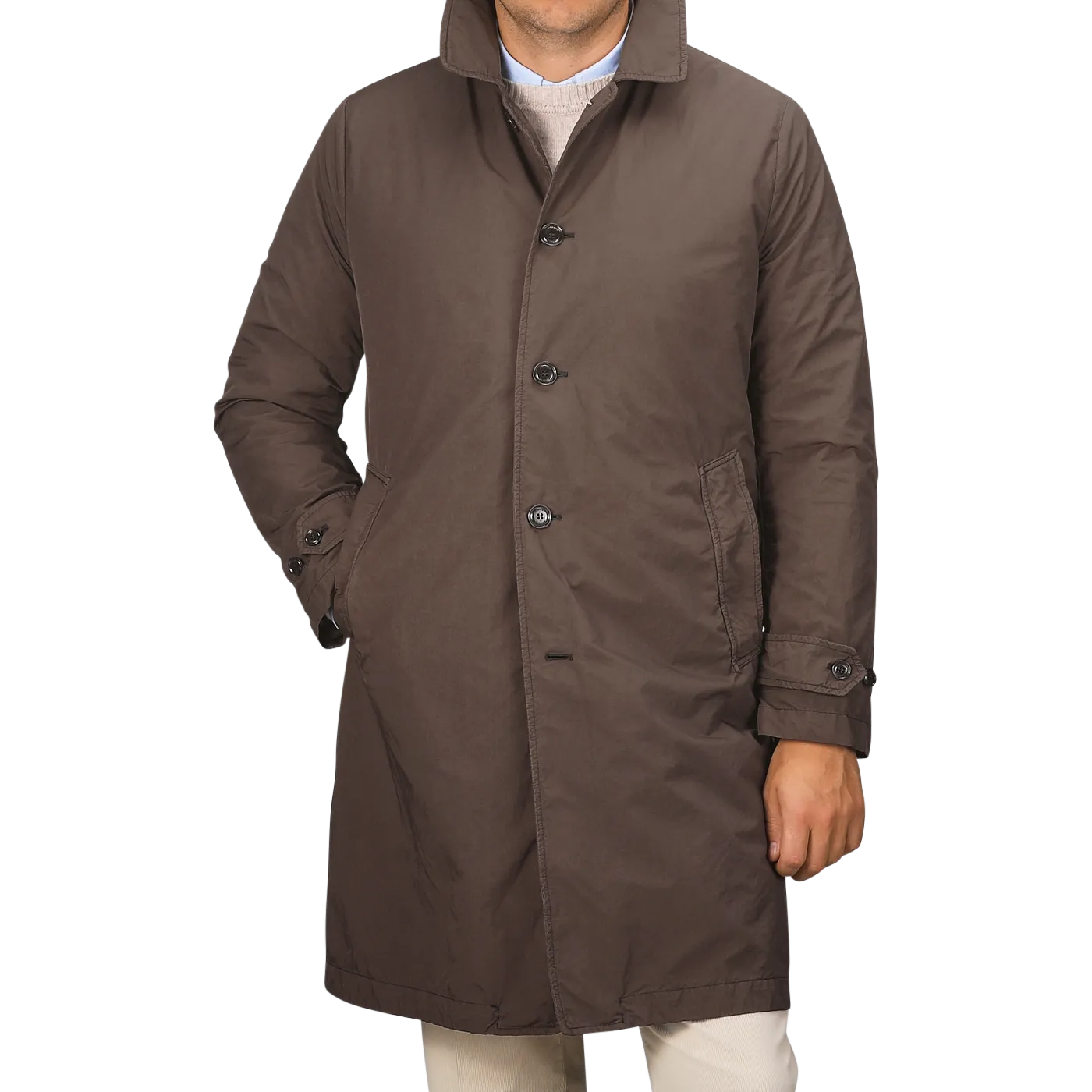 Marrone Brown Micro Nylon Thermore Coat