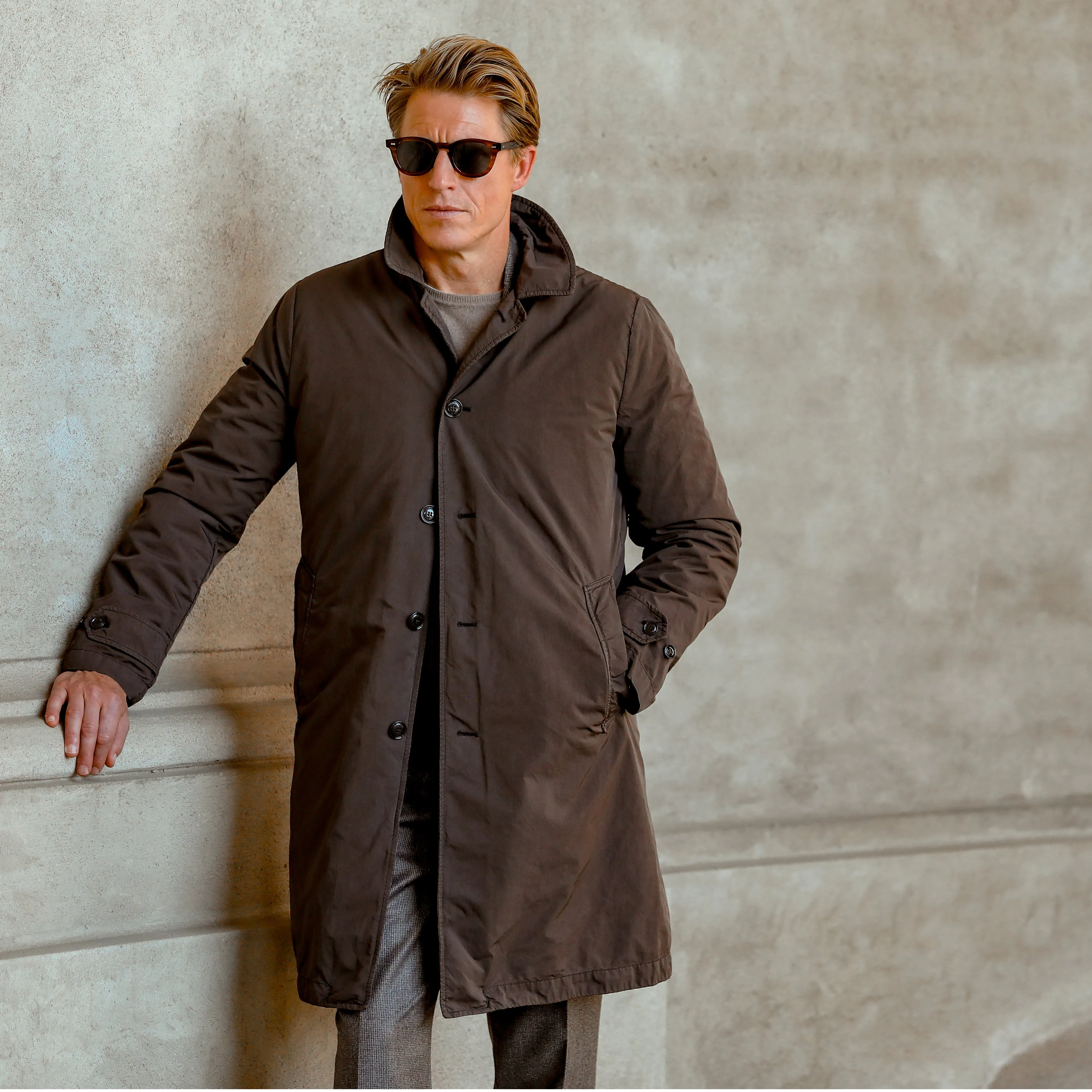 Marrone Brown Micro Nylon Thermore Coat