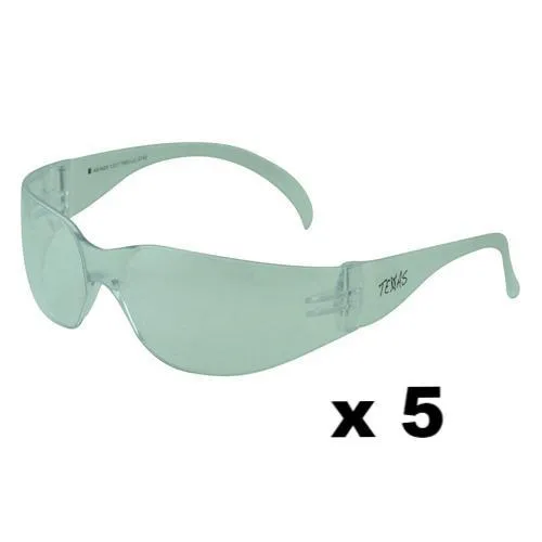 MAXISAFE Texas Safety Glasses AS/NZS1337 Anti Scratch Fog Coating Clear x 5 Pack