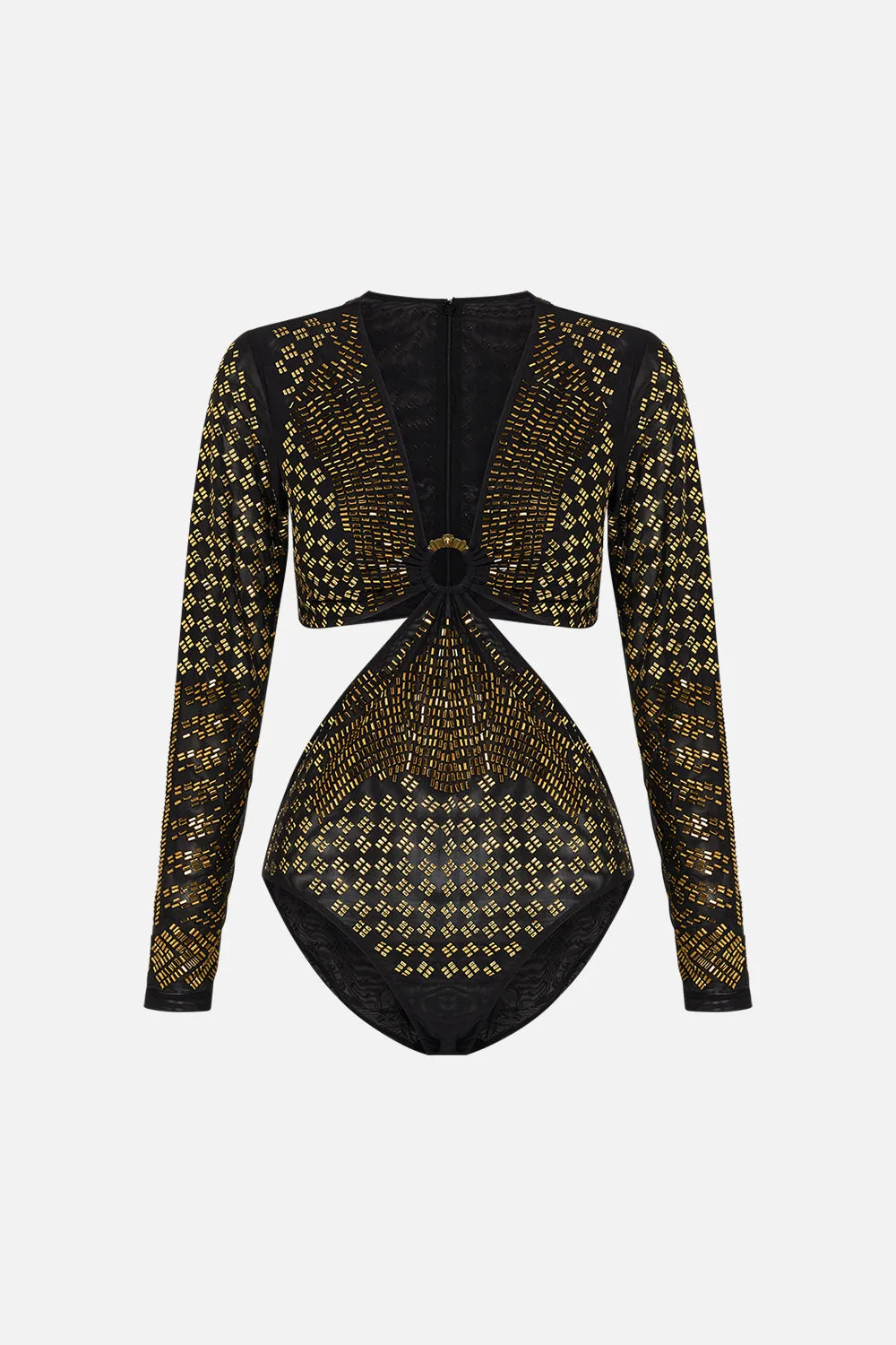 MESH CUT OUT BODYSUIT WITH TRIM THEY CALLED HER NEFERTARI