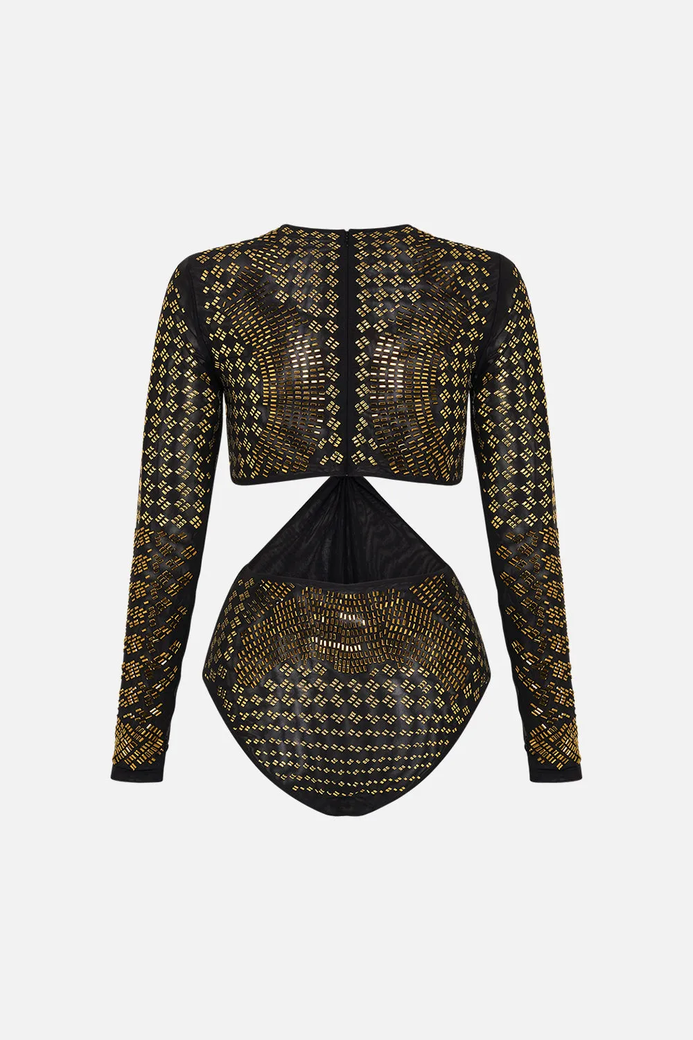 MESH CUT OUT BODYSUIT WITH TRIM THEY CALLED HER NEFERTARI